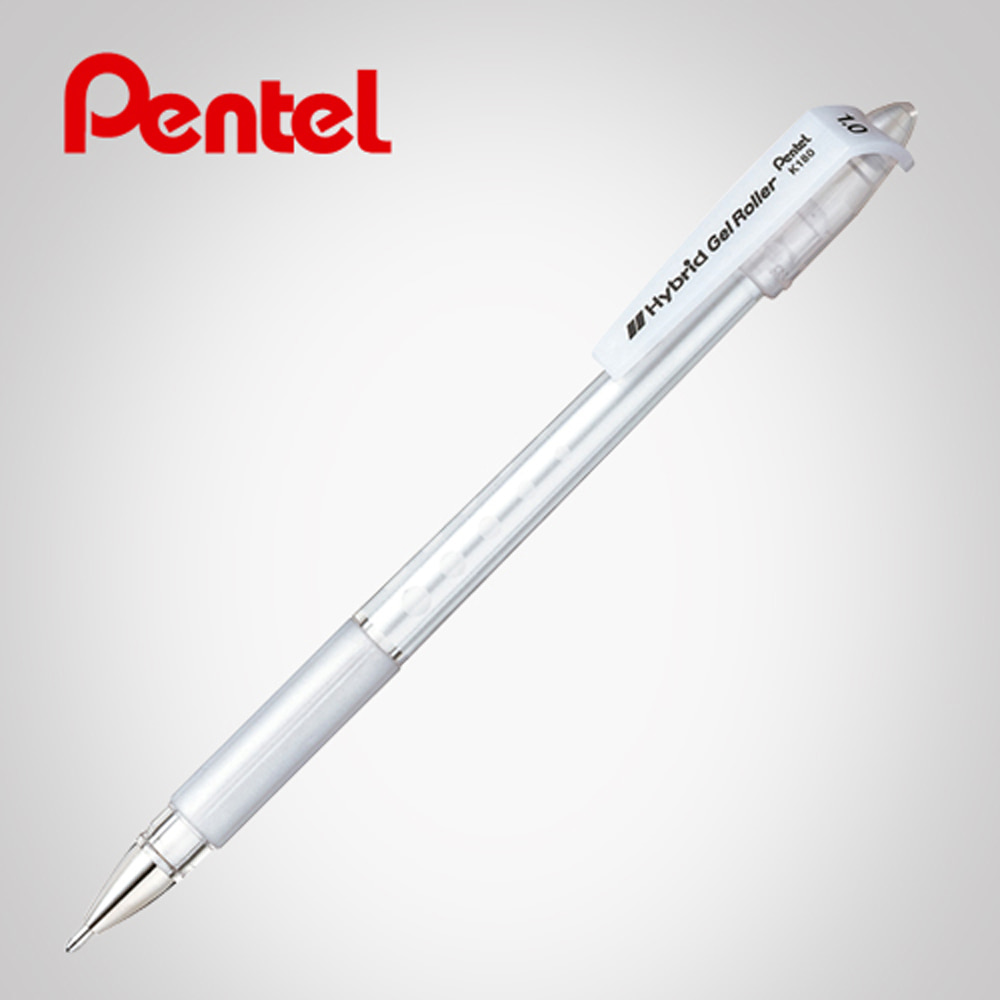 펜텔 하이브리드 겔롤러흰색 금색 K180 - 볼펜은 나오지 않아요 펜돌리기용으로만 가능