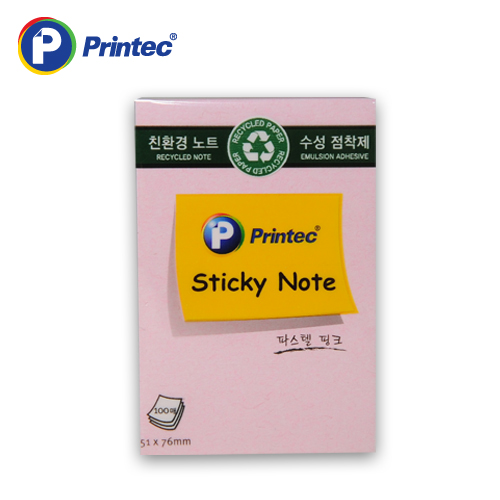 프린텍 E5176P_친환경스티키노트/핑크/100매