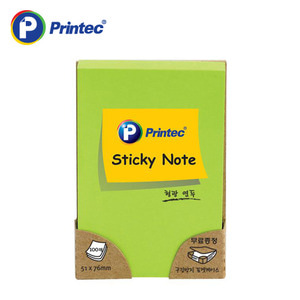 프린텍 N5176G_스티키노트/형광연두/100매