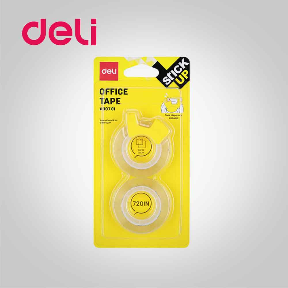 DELI 클리어 테이프 2개입 18mmx18.3m (EA30701)